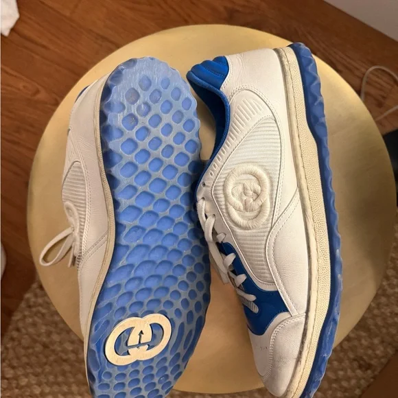 Gucci Men's White and Blue Sneakers